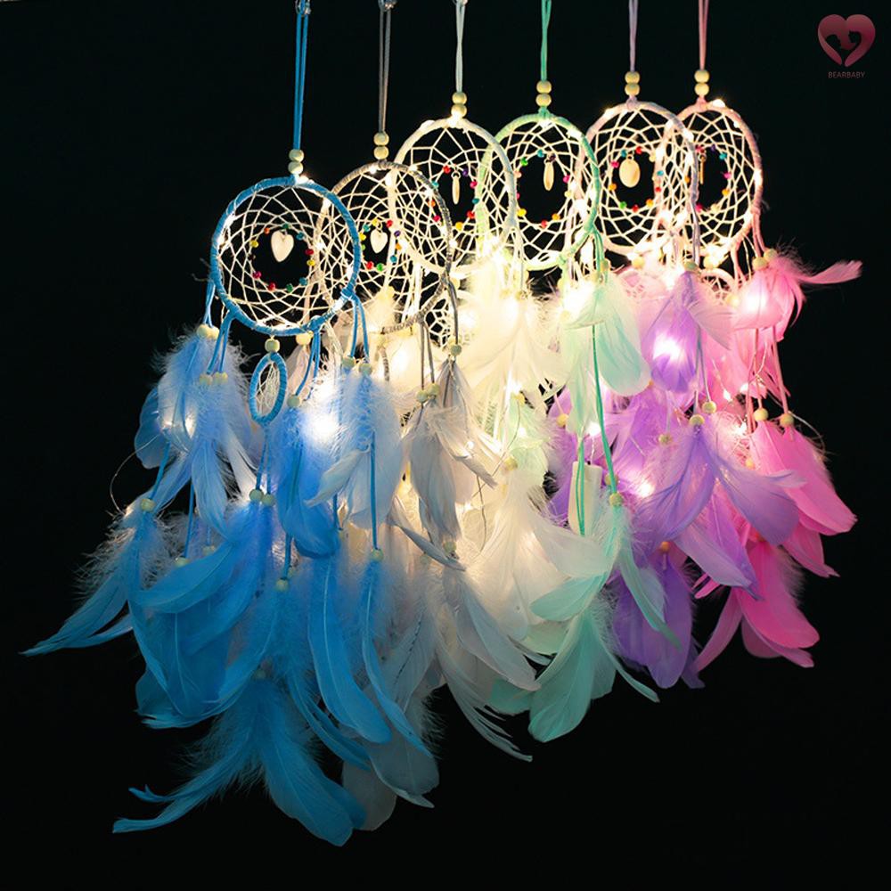 HANDMADE Vòng Bắt Giấc Mơ Có Gắn Đèn Led Trang Trí