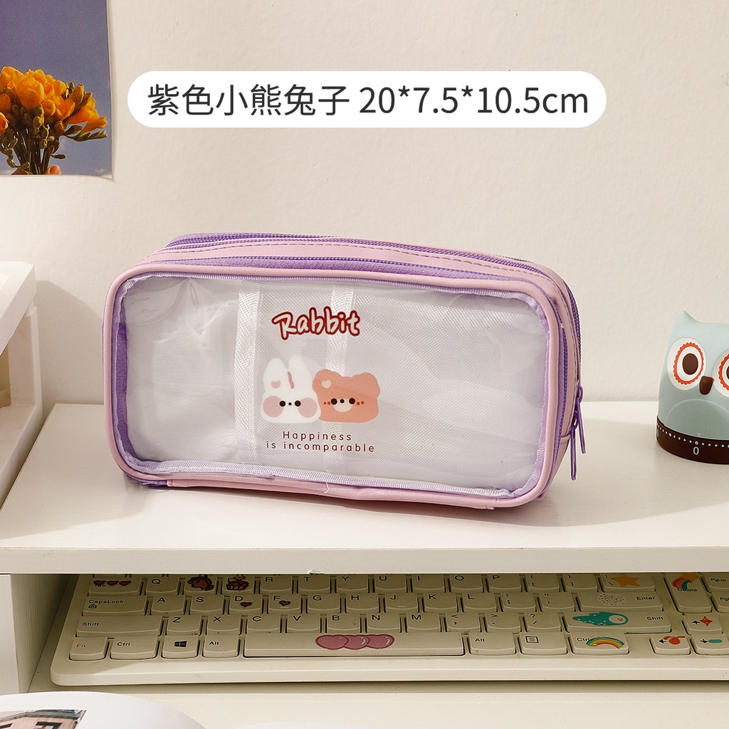 Túi Đựng Bút Trong Suốt In Họa Tiết Thỏ Dễ Thương Chống Thấm Nước Kích Thước Lớn Cho Nữ Ốp