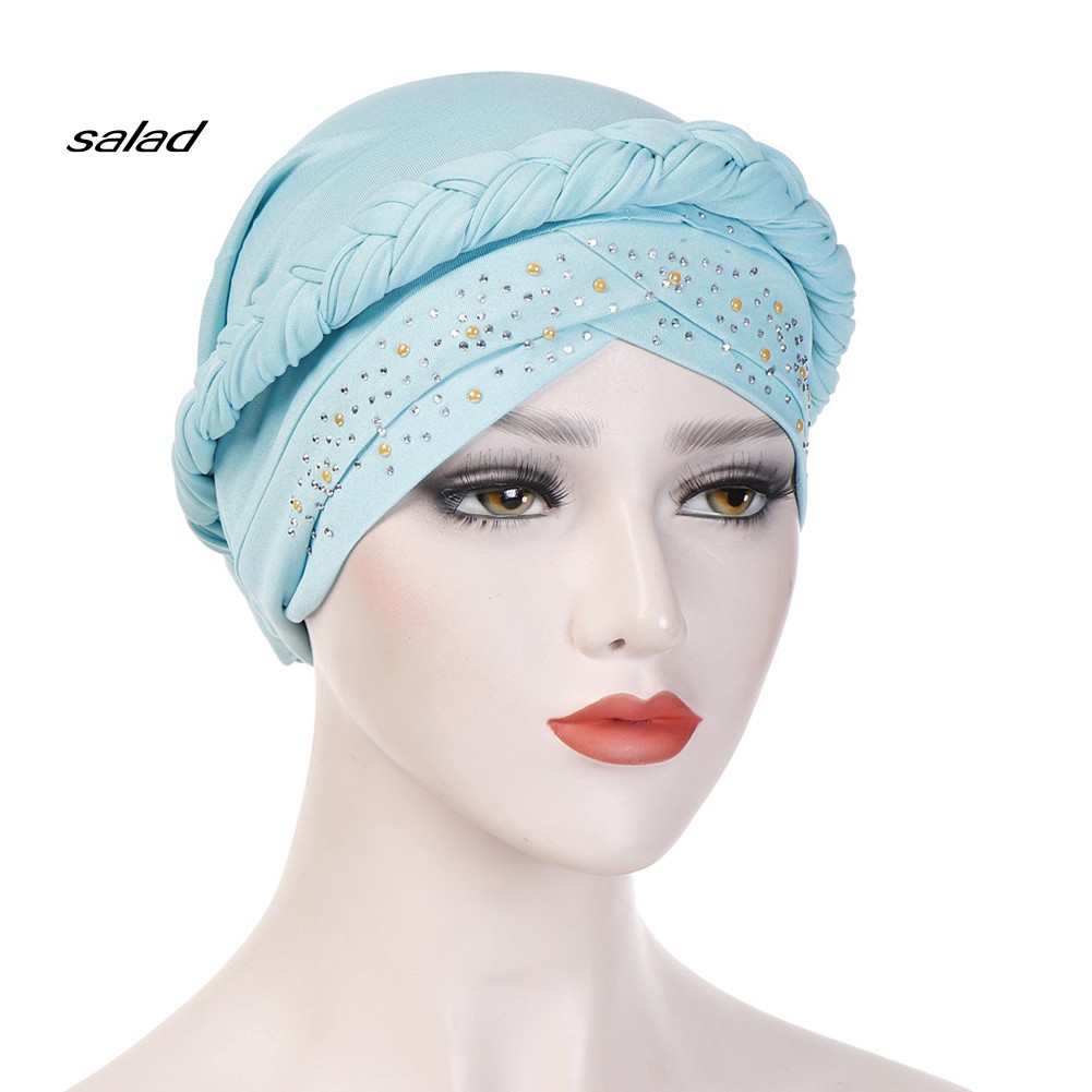 Mũ Turban Trùm Đầu Đính Đá Lấp Lánh Thời Trang Cho Phụ Nữ Hồi Giáo