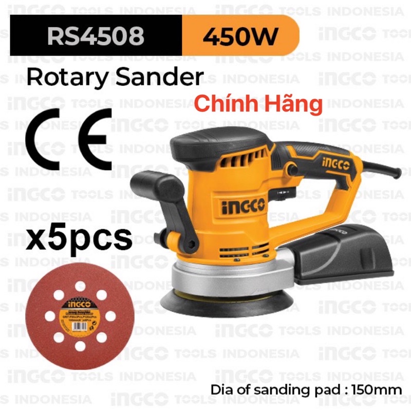 INGCO Máy chà nhám tròn 450W RS4508 (Cam kết Chính Hãng 100%)