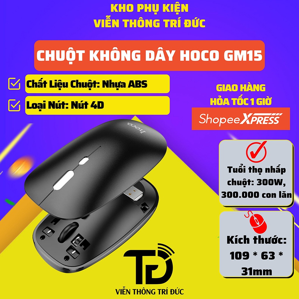 Chuột Không Dây Hoco GM15 ( Kết Nối Bluetooth + Wireless 2.4GHz) - Hàng Chính Hãng