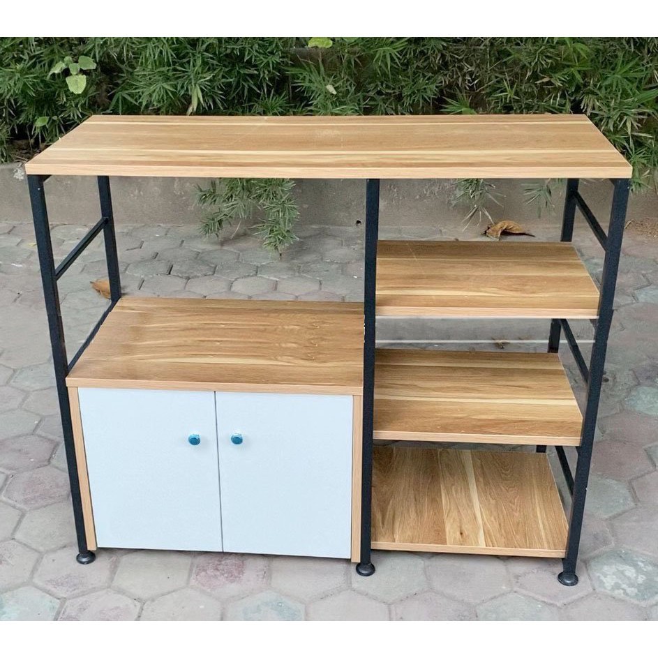 💗Kệ Nhà Bếp💗Kệ Để Lò Vi Sóng Khung Sắt Sơn Tĩnh Điện Sàn Gỗ MDF Cao Cấp | BigBuy360 - bigbuy360.vn