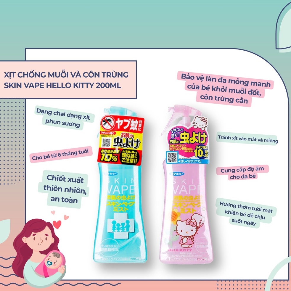 Xịt chống muỗi và côn trùng Skin Vape Nhật Bản 200ml (Chai xanh)