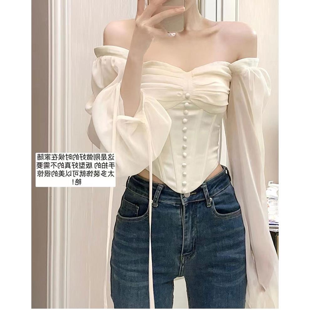 Áo Sơ Mi Trễ Vai JustQin Phong Cách Mùa Xuân Mới 2022