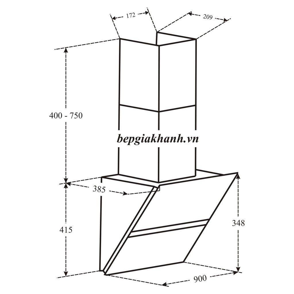 Máy hút mùi dạng kính vát 90cm Faster FS 3688SS 90