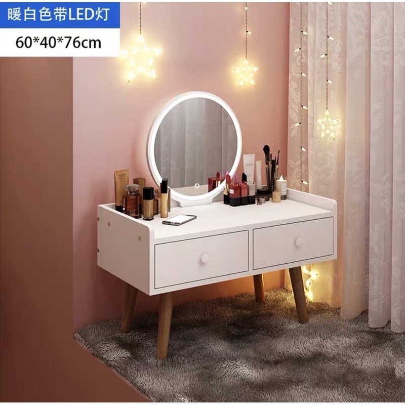 Bàn trang điểm kiểu ngồi bệt phong cách hiện đại (có đèn LED )kích thước 60*40*76cm | BigBuy360 - bigbuy360.vn