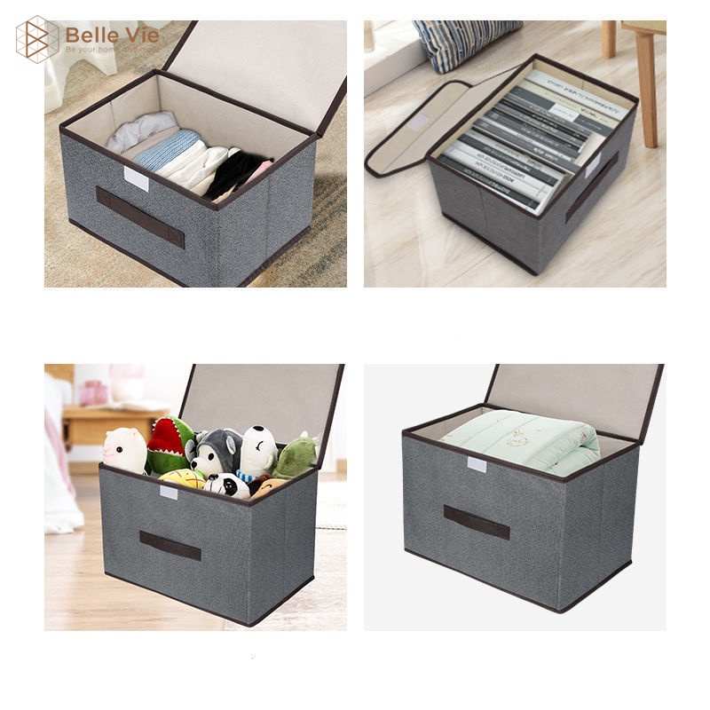 Hộp Đựng Quần Áo - Túi Đựng Quần Áo Có Nắp Gấp Gọn Vải Không Dệt Chống Nước Dày Dặn