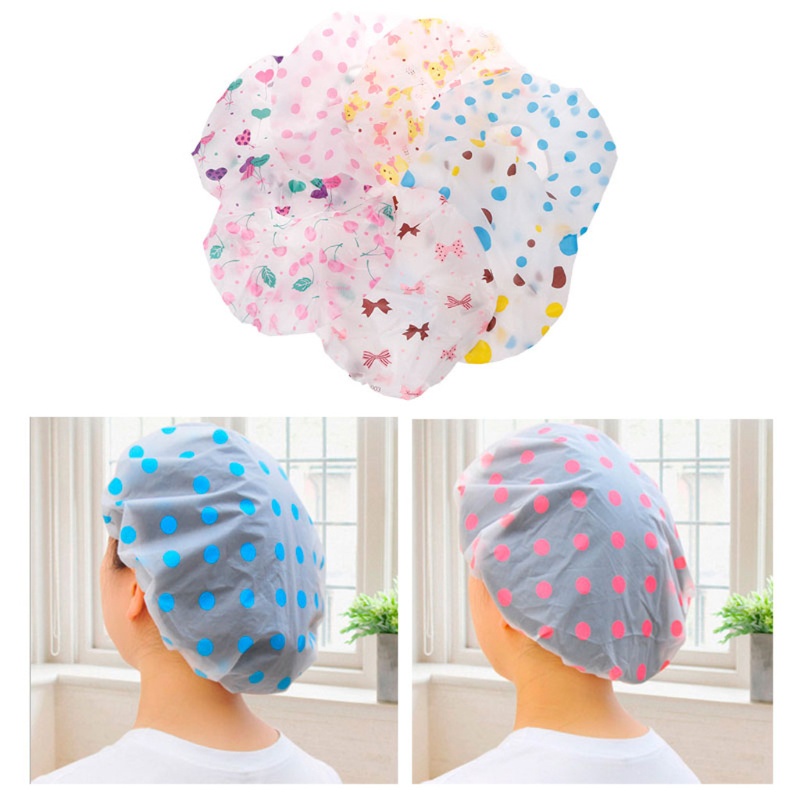 [Hàng mới về] Mũ tắm trùm tóc bằng nhựa co giãn chống nước cho nữ và salon