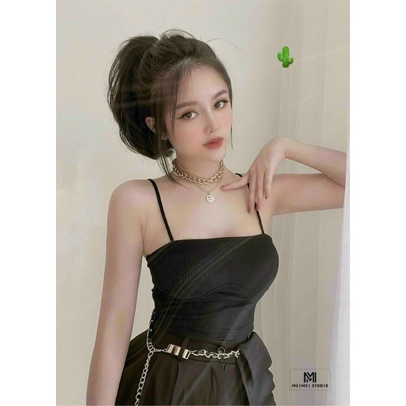 Áo 2 Dây Màu Hồng Sen