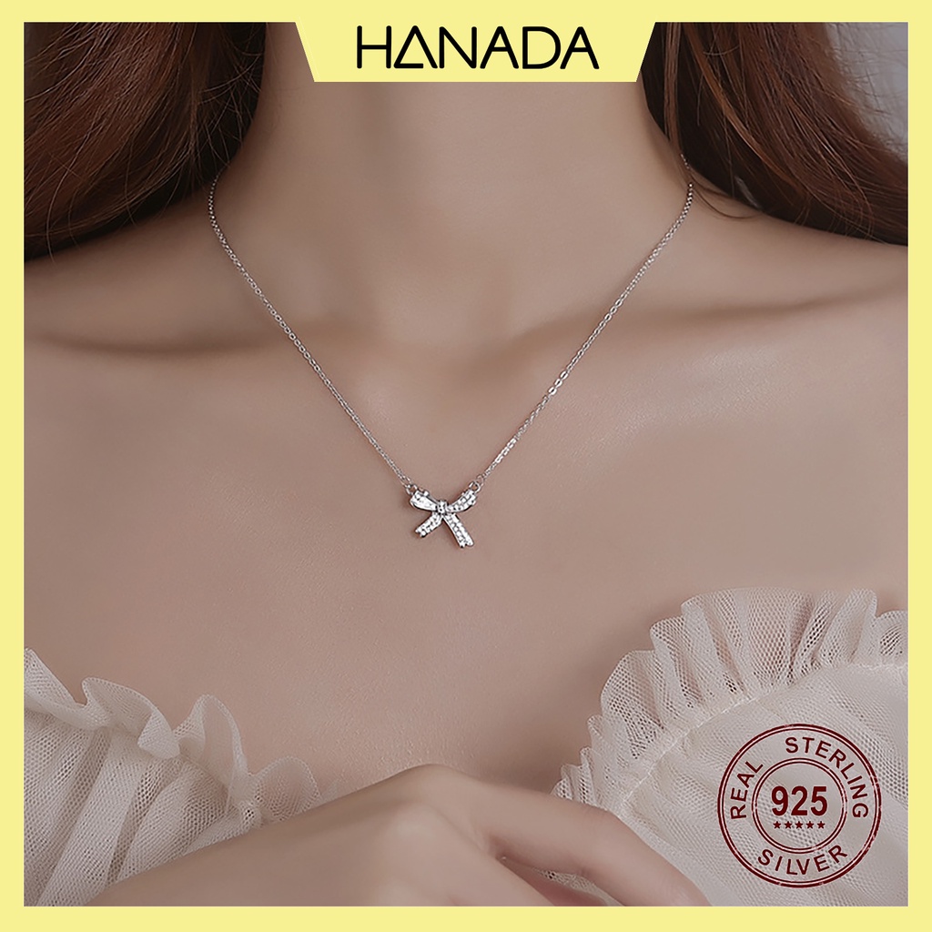 Dây Chuyền Bạc 925 Hanada Nơ Đá 0169