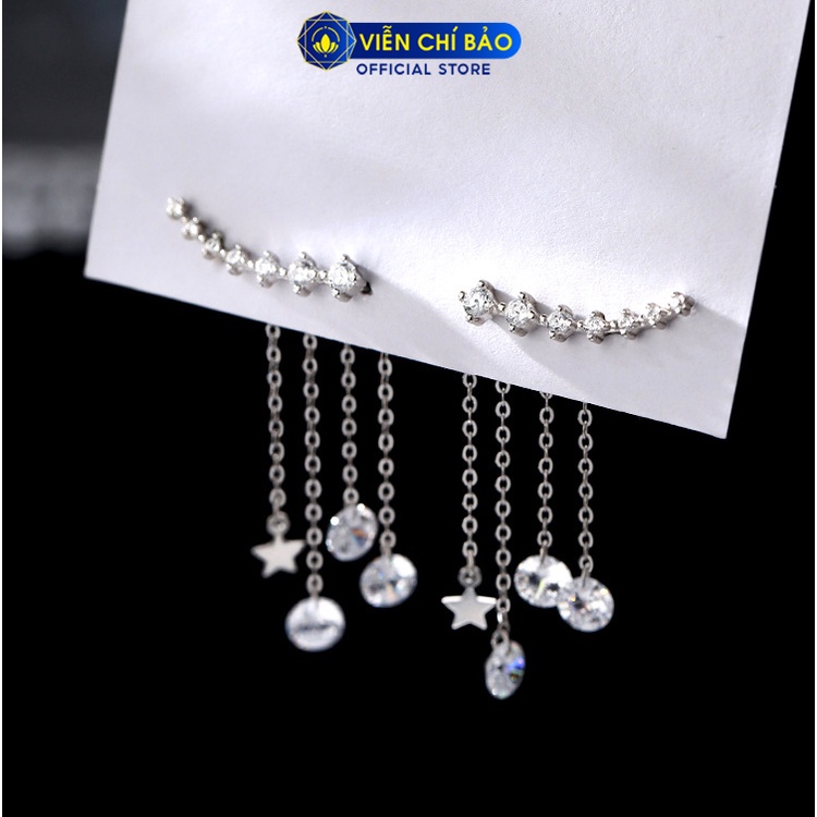 Bông tai bạc tua dài chất liệu bạc 925 thời trang phụ kiện trang sức nữ chất liệu bạc thương hiệu Viễn Chí Bảo B000098