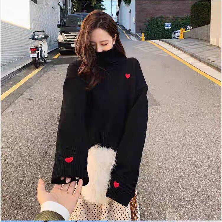 Áo Len Nữ Cổ Lọ SUKIYA Thêu Tim Chất len Mềm Mại Cao Cấp AL39 | BigBuy360 - bigbuy360.vn