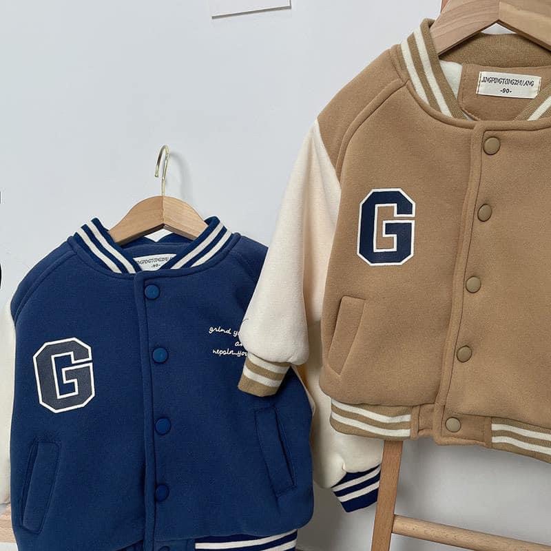 ÁO KHOÁC BOMBER CHỮ G CỔ VIỀN CHO BÉ