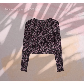 Áo croptop ren lưới H&M