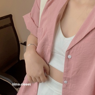Áo Sơ Mi Cổ Vest Trơn BASIC SHIRT- Titto Closet