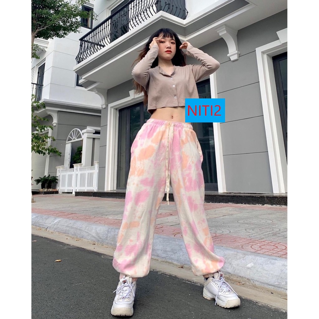 Quần Jogger Nỉ Nữ Loang Màu Hot Trend Năm 2020 Thời Trang Đường Phố Phong Cách NiTi2-NB07