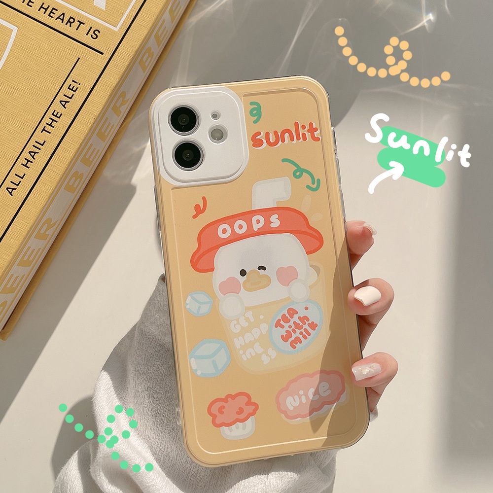 ốp iphone 11 Ốp điện thoại TPU hình vịt trà sữa cho iPhone 11 ProMax X Xr Xs Max 7 8Plus Se 2020 12 promax 12mini 13promax 13mini