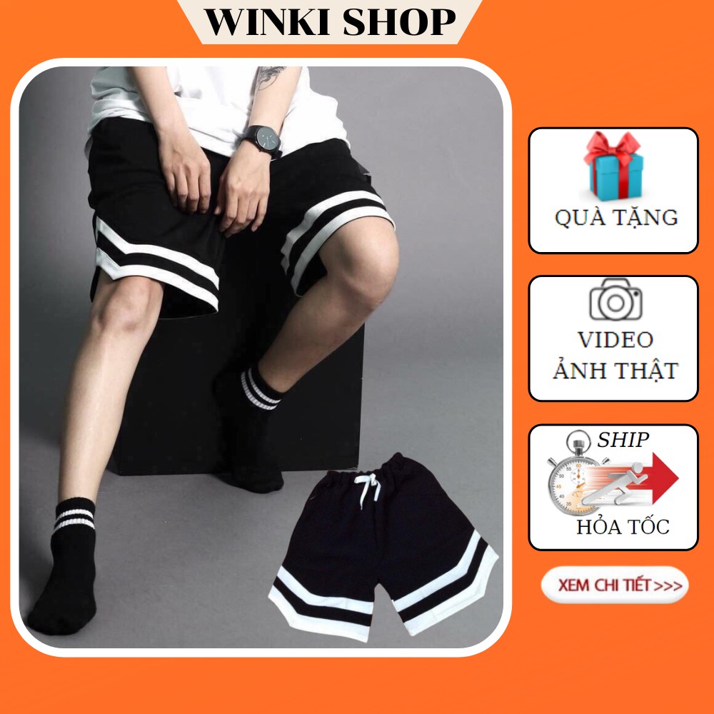 Quần đùi chữ V,Quần short unisex nam nữ phong cách ulzzang WINKI