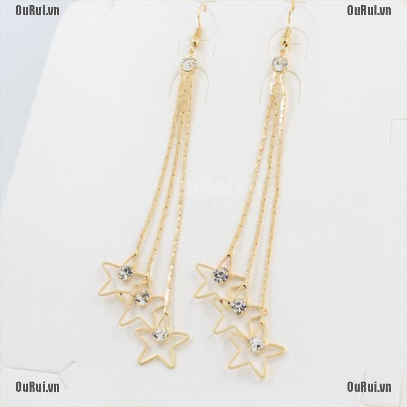 (FCC) Khuyên Tai Dáng Dài Đính Đá Thời Trang Cho Nữ