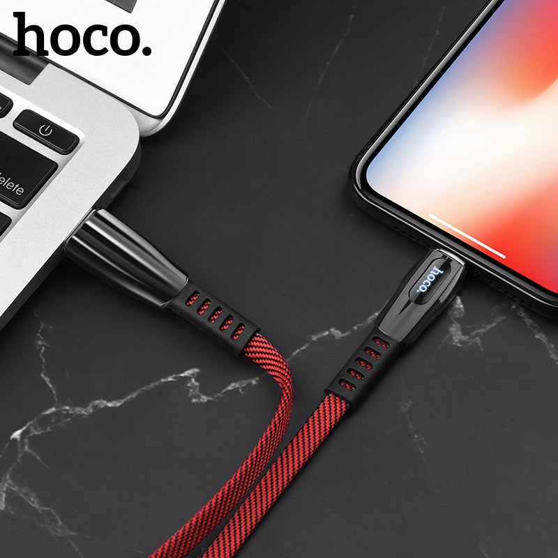 [CHÍNH HÃNG] Dây Cáp Sạc Nhanh HoCo Dây Kim Loại Bền Bỉ Có Đèn Led Báo BH 1 đổi 1 (iphone,type c)