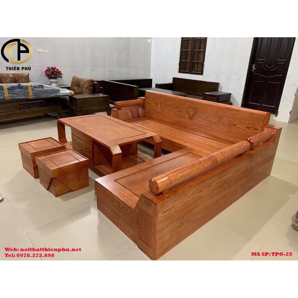 Sofa gỗ góc L Kim cương TPG - 25 - sofa phòng khách