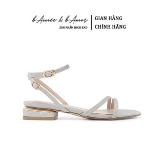 Sandal Đế Bằng Nữ bAimée & bAmor Quai Mảnh Đế Vuông 2cm Mũi Vuông Thời Trang Chính Hãng Đẹp Cao Cấp Màu Đen Bạc - MS0005