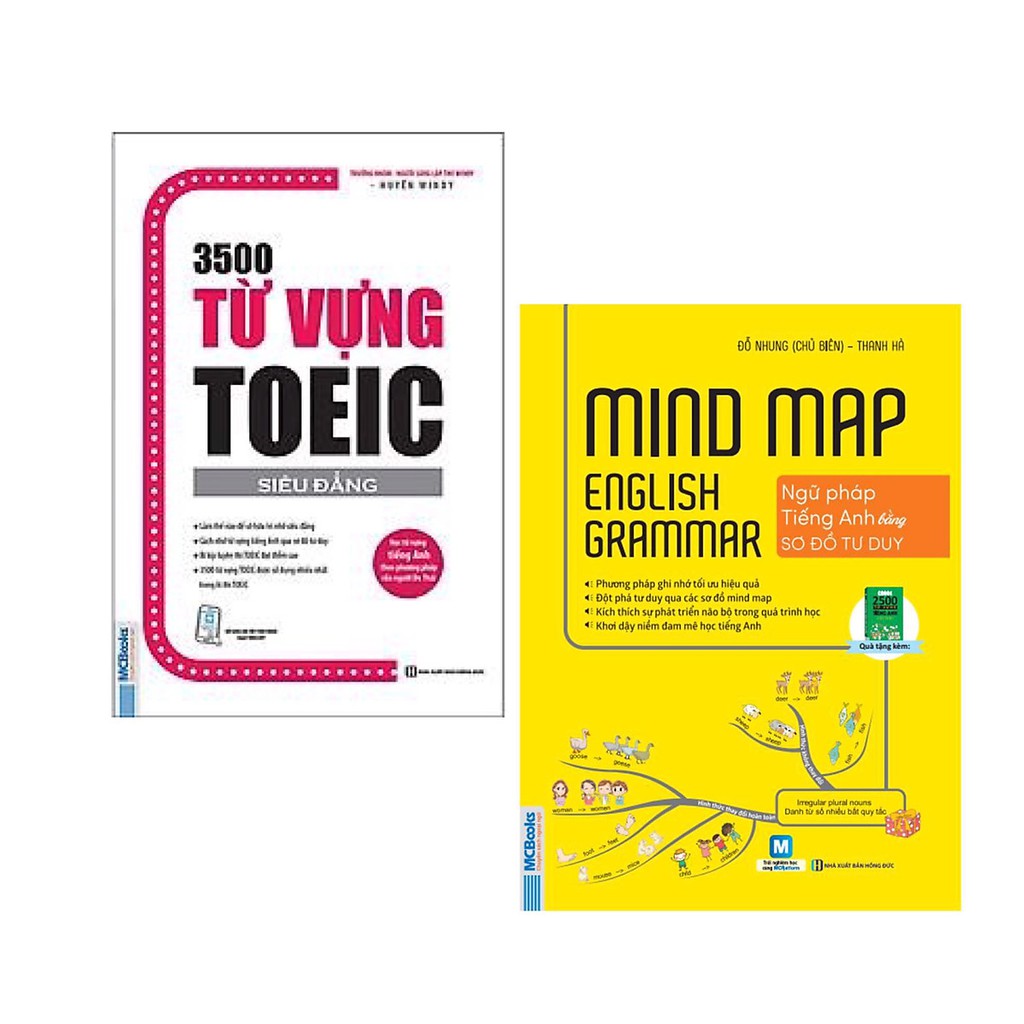 Sách - Combo Cẩm Nang Học Tiếng Anh: 3500 Từ Vựng Toeic+Mindmap English Grammar