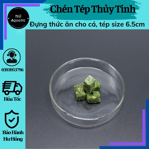 Chén tép thủy tinh 6,5cm - Chén chứa thức ăn cho cá, tép cảnh
