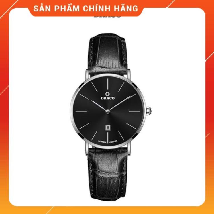 Đồng hồ nữ Draco D22-STN02 "Classic Girl" đen kết hợp chất liệu dây da bò màu đen - phụ kiện thời trang nữ nhẹ nhàng