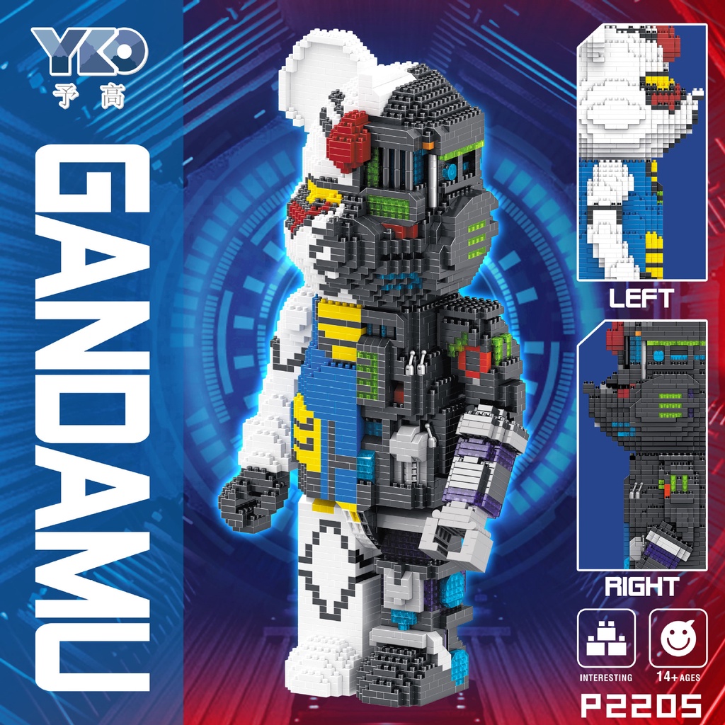 Bộ đồ chơi lắp ghép Non-lego Bearbrick - Mô hình 3D YKO Nanoblock