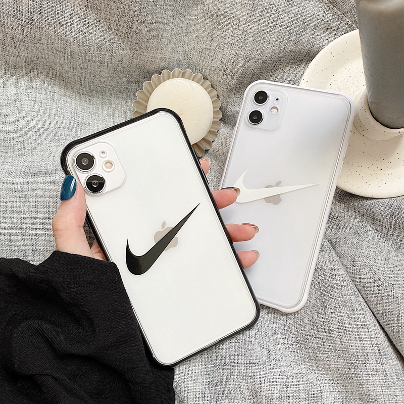 Ốp Điện Thoại Mềm Mặt Nhám Họa Tiết Logo Nike Màu Đen Trắng Cho Iphone 7 Plus 8 6s 6 Se 2020 11promax