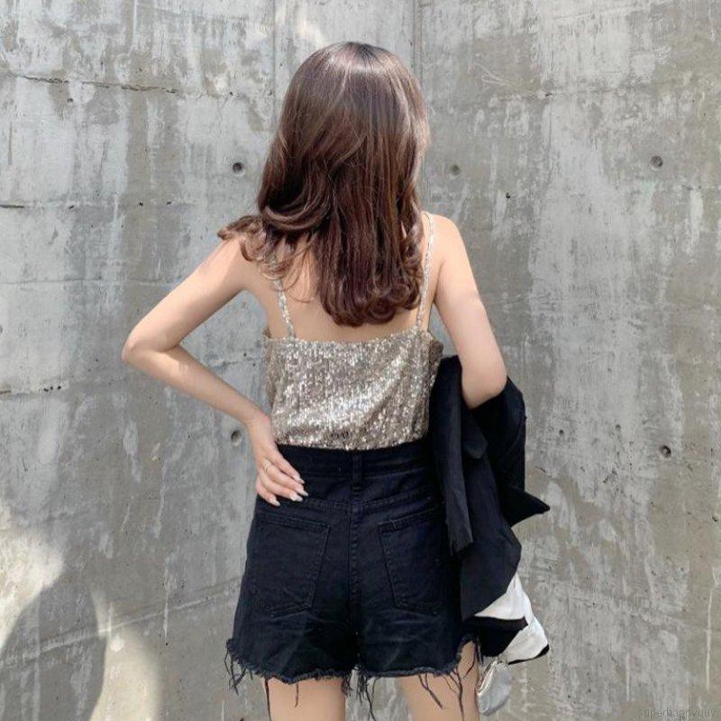 Áo dây cổ chữ V đính kim sa lấp lánh cho nữ