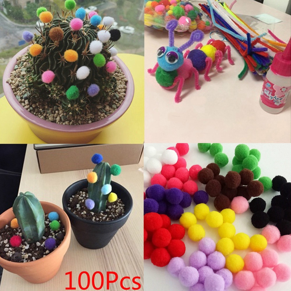 Bộ 100 bóng len nhiều màu dùng làm đồ trang sức thủ công tiện dụng