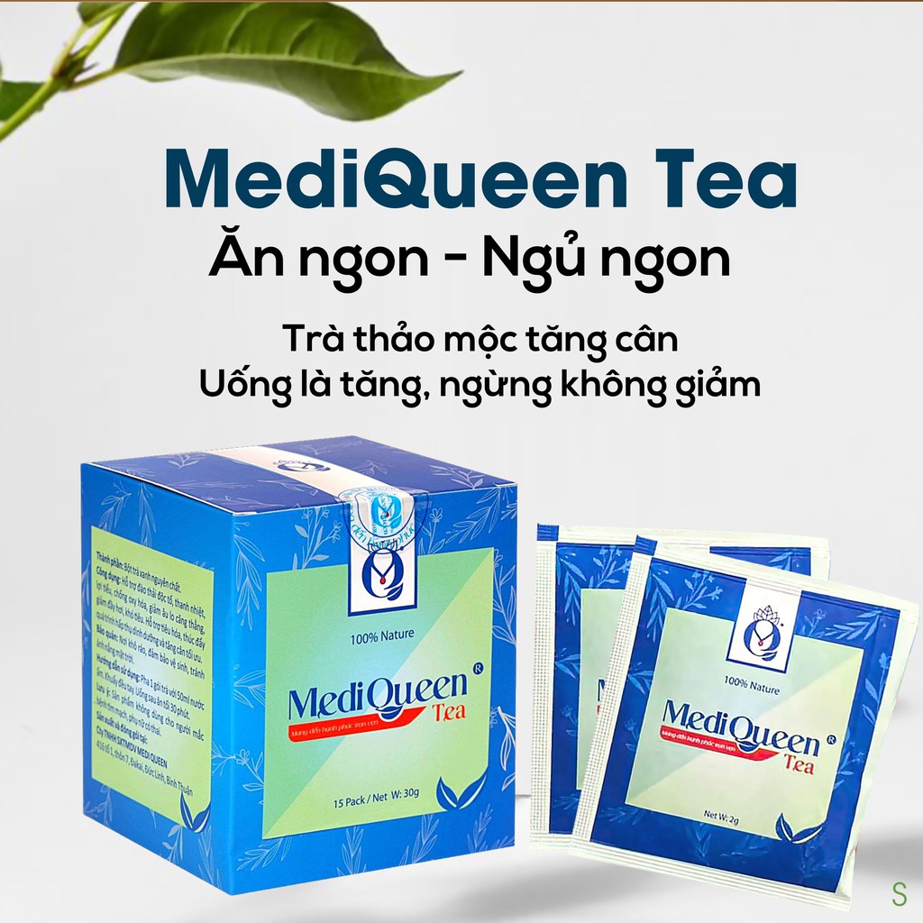 Trà tăng cân MediQueen hộp 15 gói - giúp ăn ngon ngủ ngon - cải thiện cân nặng và bồi bỗ cơ thể