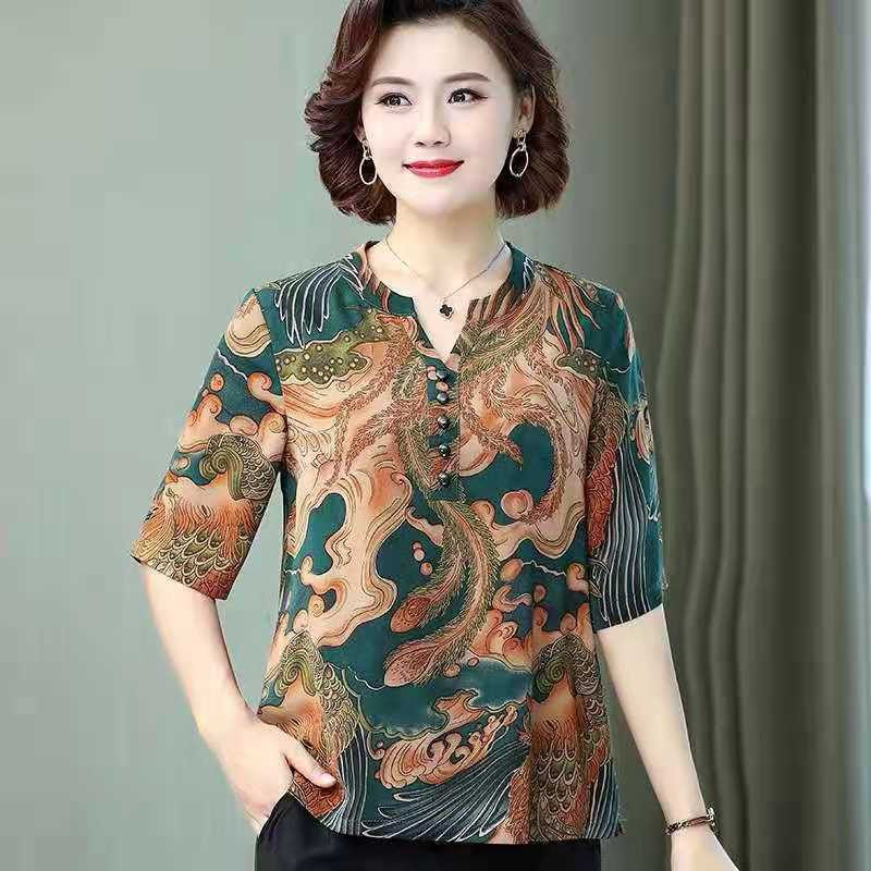 Áo Thun Mùa Hè Năm 2021 Kích Thước Lớn Dễ Phối Đồ Cho Phụ Nữ Trung Niên Và Người Cao Tuổi [Posted on Tháng Tám 12]