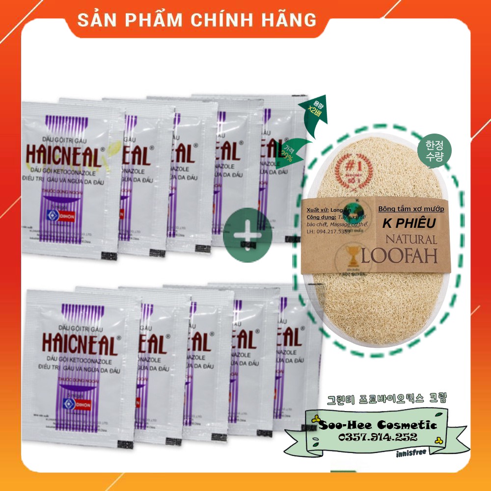 Dầu gội sạch gàu sạch nấm Haicneal Thái Lan dạng gói, dạng tuýp 50ML Tặng bông tắm xơ mướp Long An