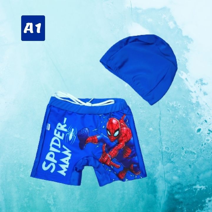 [TẶNG KÈM NÓN] - Quần bơi bé trai siêu nhân từ 10-39kg - Vải polyester co giãn tốt -Tomchuakids