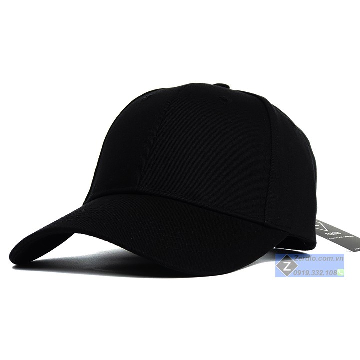 Mũ lưỡi trai đen trơn Classic khóa đồng cực chất cho cả nam và nữ - ZERDIO