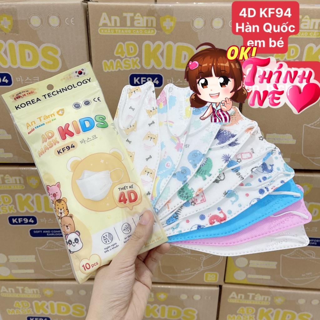 Khẩu trang KF94, 4 lớp, 4D, hiệu An Tâm