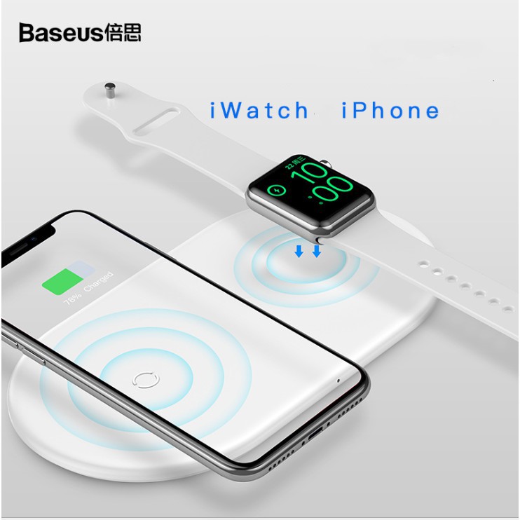 Sạc không dây 2in1 cho Apple Watch Iphone và android Baseus - Retail Boss