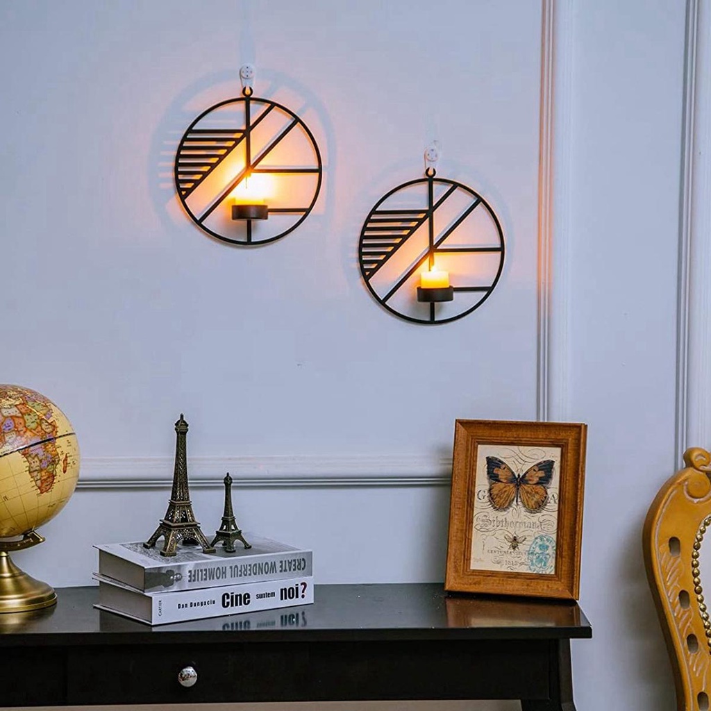 YIYU Giá Đỡ Đèn Cầy Gắn Tường Thiết Kế Hình Học Hiện Đại Trang Trí Phòng Ngủ