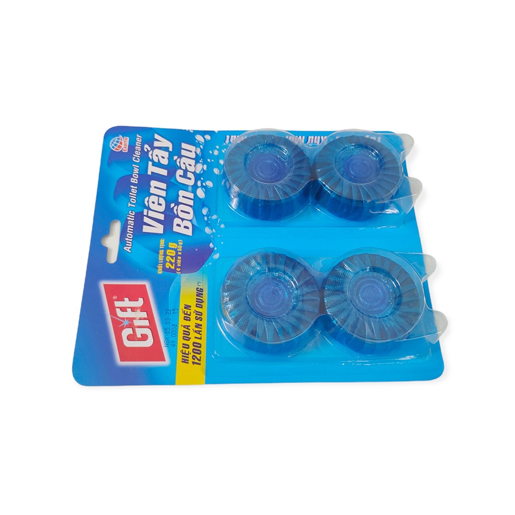 Viên Tẩy Bồn Cầu Gift Làm Sạch Nhanh Khử Mùi Hôi Vỉ 4 Viên 220g
