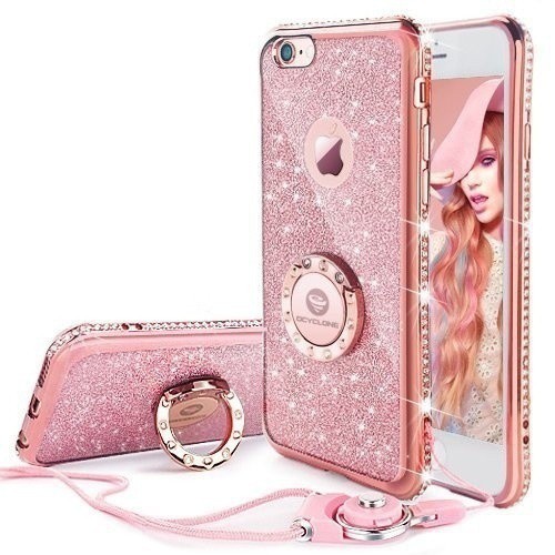 Ốp điện thoại TPU mềm đính kim cương giả lấp lánh kèm giá đỡ cho Iphone Samsung