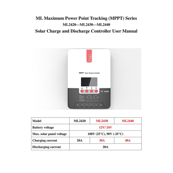 Điều khiển sạc năng lượng MPPT SRNE ML2420/ ML2430/ ML2440/ ML4860 -