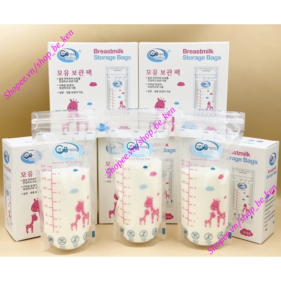 Hộp 50 Túi trữ sữa Mẹ 250ml GB Baby G50 không BPA - Hàn Quốc