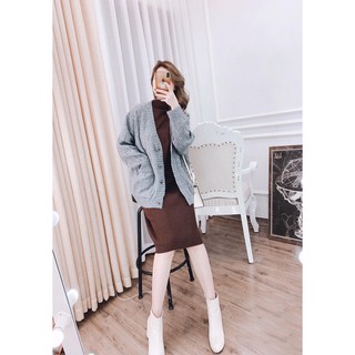 Áo cardigan thừng len pha lông dày dặn