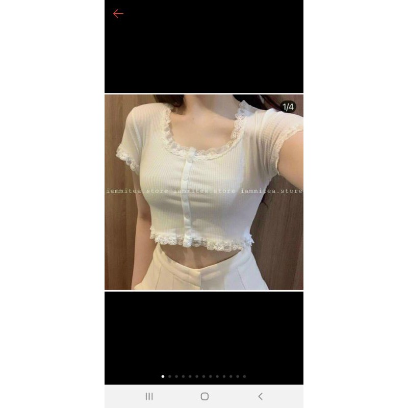 ÁO CRT TAY NGẮN PHỐI REN