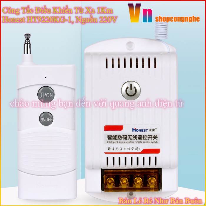 Công Tắc Điều Khiển Từ Xa 1Km Honest HT9220KG-1, Nguồn 220V