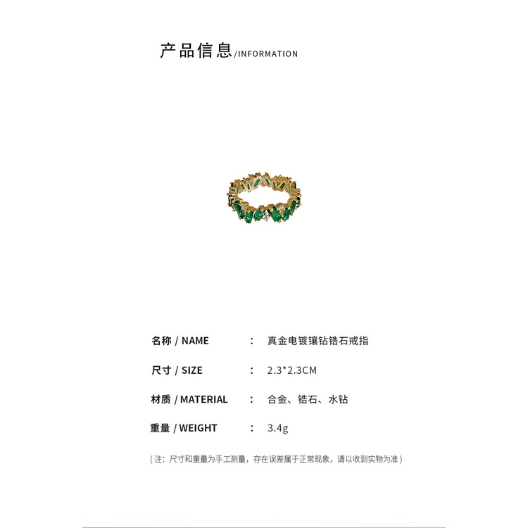 Nhẫn Mạ Vàng Đính Đá Zircon Phong Cách Retro Thời Trang