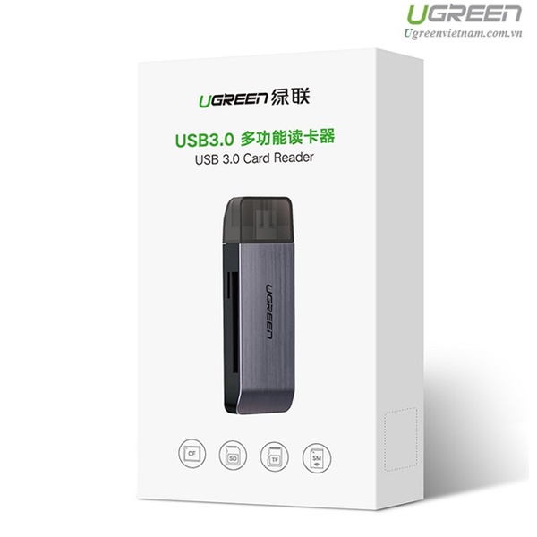Đầu Đọc Thẻ Nhớ Đa Năng Chuẩn USB 3.0 Ugreen 50541 (SD TF CF MS) - Hàng Chính Hãng